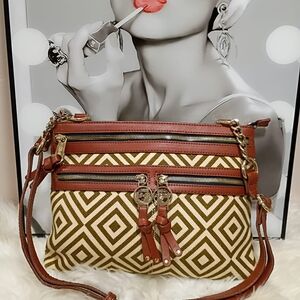 Spartina elegant Geometric Crossbody Bag in Brown and Tan